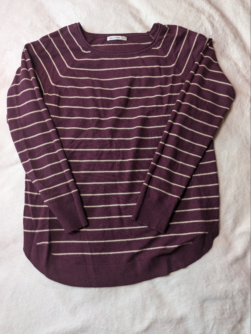 Pink Clover Plum Stripe Crewneck Sweater